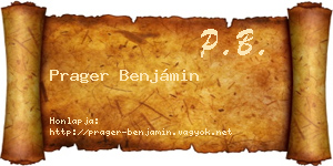 Prager Benjámin névjegykártya